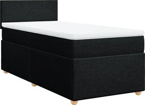 vidaXL Κρεβάτι Boxspring με Στρώμα Μαύρο 90x200 εκ. Υφασμάτινο