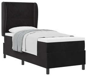 vidaXL Κρεβάτι με ελατήρια με στρώμα Μαύρο 80 x 200 cm Βελούδο