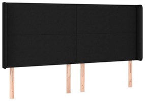 Κεφαλάρι με Πτερύγια Μαύρο 163x16x118/128 εκ. Υφασμάτινο - Μαύρο
