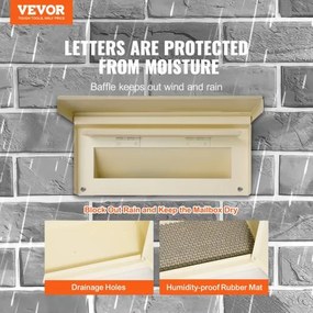 VEVOR Through The Wall Drop Box 12.5x6.3x16.9" Mailbox with Code Lock Beige