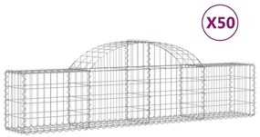 Συρματοκιβώτια Τοξωτά 50 τεμ. 200x30x40/60 εκ. Γαλβαν. Ατσάλι - Ασήμι