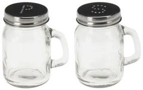 Excellent Houseware Δοχεία Μπαχαρικών - Αλατοπίπερα Με Λαβή Σετ 2 Τεμαχίων Γυάλινα CD1001430