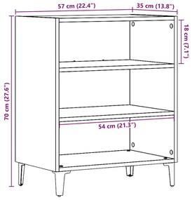 Μπουφές Αρτισιανή Δρυς 57x35x75 εκ. από Επεξεργασμένο Ξύλο - Καφέ