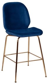 Bar Stool Nora Velvet Blue &amp; Gold Metallic Frame  48x61x103cm