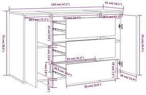 Συρταριέρα με 3 Συρτάρια Καπνιστή Δρυς 120x41x75 εκ Μοριοσανίδα - Καφέ