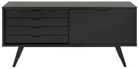 Σιφονιέρα Oakland C110, Μαύρο, Με συρτάρια και ντουλάπια, 72x160x45cm, 58 kg | Epipla1.gr