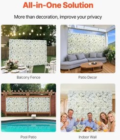 VEVOR 3D Flower Wall Panel 24 PCS 15 x 15 inch Artificial Floral Background for Wedding