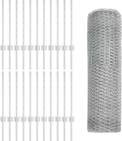 vidaXL Τεντώτο με στήριγμα Ασημί 0,5 x 50 μ. Ατσάλι