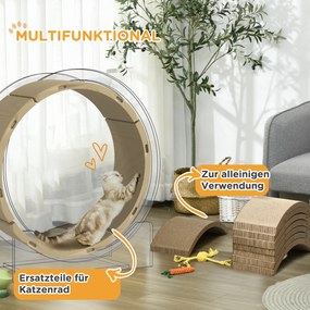 PawHut Σετ επιφανειών ξυσίματος για τροχό γάτας, αντοχή έως 5kg, 55x25,5x3cm, Καφέ