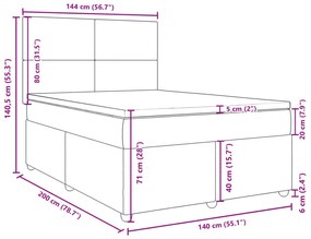 Κρεβάτι Boxspring με Στρώμα Σκούρο Γκρι 140x200 εκ Υφασμάτινο - Γκρι