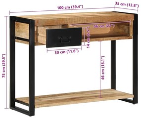 Τραπέζι κονσόλας 100x35x75 cm Στερεό ακατέργαστο ξύλο Mango - Καφέ