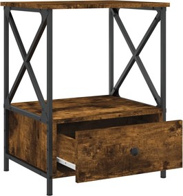 vidaXL Κομοδίνα 2 τεμ Καπνιστή Δρυς 50x41x65 εκ. Επεξεργασμένο Ξύλο