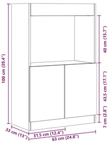 Ντουλάπι Καφέ Δρυς 63x33x100 εκ. από Επεξεργασμένο Ξύλο - Καφέ