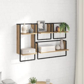vidaXL Σετ ραφιών τοίχου με ράφι 4 pcs Artisan Oak 65 x 25 x 30 cm