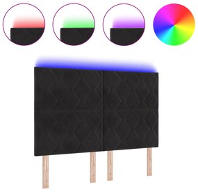 vidaXL Κεφαλάρι LED Σχεδίαση Διαμαντιών Μαύρο 160 εκ. Βελούδο