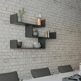 Ραφιέρα τοίχου Tibet Megapap χρώμα ανθρακί 119x22x66εκ.