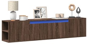 vidaXL Έπιπλο Τοίχου Τηλεόρασης με LED Καφέ Δρυς 180x31x39,5 εκ.