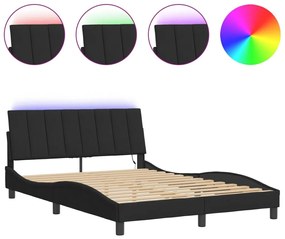 Πλαίσιο Κρεβατιού με LED Μαύρο 140x200 εκ. Βελούδινο - Μαύρο