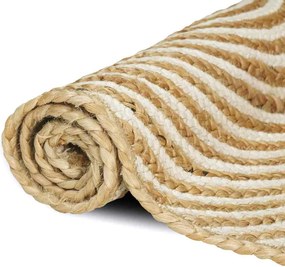 vidaXL Χαλί Φυσικό και Λευκό 80 x 150 cm Γιούτα