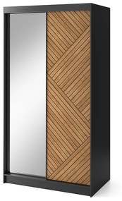 Ντουλάπα Elyria 164, Δρυς, Μαύρο ματ, 220x120x60cm, 83 kg, Πόρτες ντουλάπας: Ολίσθηση | Epipla1.gr