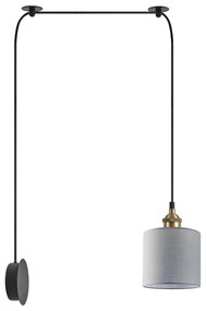 SE21-BR-10-BL1W-SH2  MAGNUM BRONZE Grey Fabric Wall Lamp+