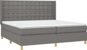 vidaXL Κρεβάτι Boxspring με Στρώμα Σκούρο Γκρι 200x200 εκ. Υφασμάτινο
