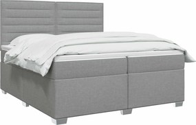 vidaXL Κρεβάτι box spring με στρώμα Ανοιχτό γκρι 200 x 200 cm Ύφασμα