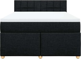 vidaXL Κρεβάτι Boxspring με Στρώμα Μαύρο 140x190 εκ. Υφασμάτινο