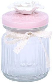 Βαζάκι Γυάλινο Με Καπάκι 12Εκ Pink 373-91-826 Glass