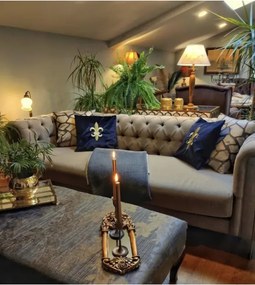 Stewehome Μαξιλαροθήκη με κέντημα de lis από βελούδο Μαύρο 43x43 cm