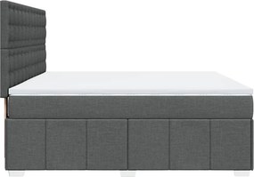 vidaXL Κρεβάτι Boxspring με Στρώμα Σκούρο Γκρι 180x200 εκ Υφασμάτιν