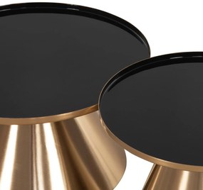 Τραπεζάκια σαλονιού LORME Σετ 2 τμχ Μέταλλο σε Χρυσό με Μαύρο Φ50 &amp; Φ40εκ.