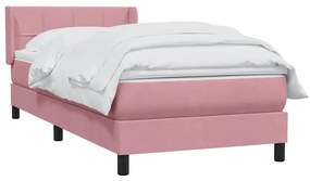 vidaXL Κρεβάτι Boxspring με Στρώμα Ροζ 90x220 εκ. Βελούδινο