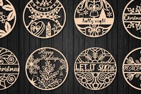 Σετ των 3 Intra απο ξύλο plywood 3mm-4mm πάχος Χριστουγεννιάτικο Στολίδι 978 Δίασταση 8x8 cm INTRAFABR-79818315