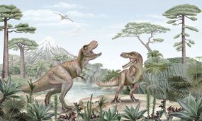 Terrific T-Rex Ταπετσαρια Τοιχου Πρασινο Επιθυμητη Διασταση