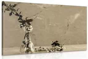 Εικόνα κλαδάκι κερασιού σε βάζο σε σχέδιο σέπια - 120x80