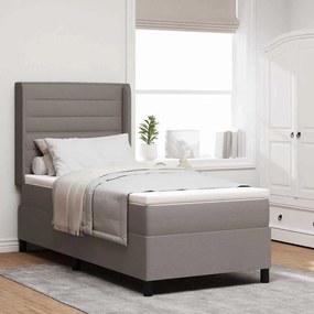 vidaXL LED Κρεβάτι με βάθρο με στρώμα Taupe 100 x 200 cm ύφασμα