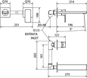 La Torre Profili 45200 Chrome - Εντοιχιζόμενη μπαταρία νιπτήρα