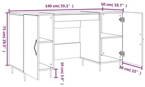 Γραφείο Λευκό 140 x 50 x 75 εκ. από Επεξεργασμένο Ξύλο - Λευκό