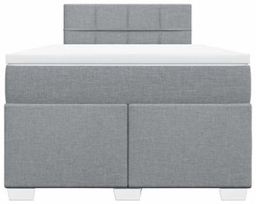 vidaXL Κρεβάτι Boxspring με Στρώμα Ανοιχτό Γκρι 120x190 εκ. Υφασμάτινο