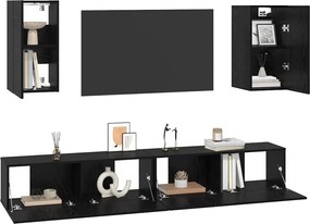 vidaXL Τηλεοπτική Κάβα Τοίχου 3 pcs 100 x 30 x 30 cm Μαύρη Οξυά