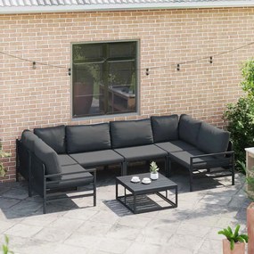 vidaXL Σετ Καναπέ Κήπου με μαξιλάρι 6 pcs Μαύρο Ατσάλι