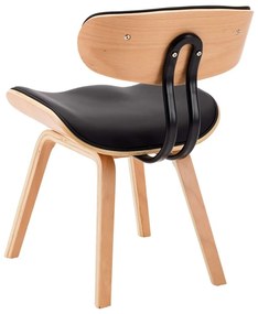Καρέκλες Τραπεζαρίας 4 τεμ. Μαύρες Λυγισμ. Ξύλο/Συνθετικό Δέρμα - Μαύρο