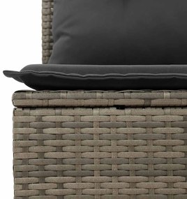 vidaXL Καναπές Κήπου Διθέσιος Γκρι από Συνθετικό Ρατάν με Μαξιλάρια