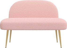 vidaXL Δερμάτινος Πάγκος με Πλάτη Ροζ 110 x 60 x 76 cm Μπουκλέ