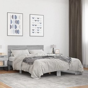 vidaXL Πλαίσιο Κρεβατιού Γκρι Sonoma 140x190 εκ. Επεξ. Ξύλο &amp; Μέταλλο