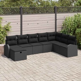 vidaXL Σετ Καναπέ Κήπου 8 pcs Μαύρο 289 x 179 x 85 εκ. Πολυ ράταν
