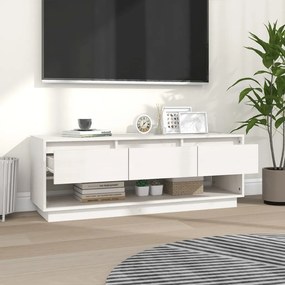 vidaXL Έπιπλο Τηλεόρασης Λευκό 110,5x34x40 εκ. από Μασίφ Ξύλο Πεύκου