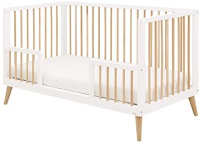 Βρεφικό Κρεβάτι Jort 70x140cm από μασίφ Οξιά White + Natural  ToiToiKids