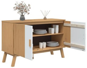 vidaXL Μπουφές OLDEN Λευκό &amp; Καφέ 114x43x73,5 εκ. Μασίφ Ξύλο Πεύκου